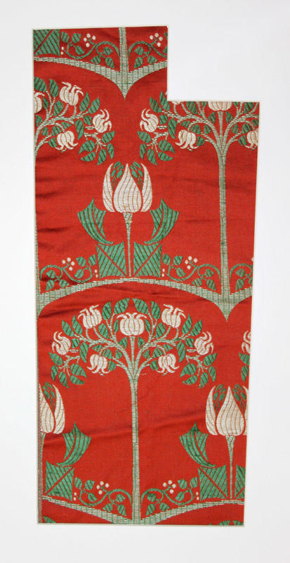 Piece of orange & green cotton sateen c.1910s, with Arts & Crafts / Art ...